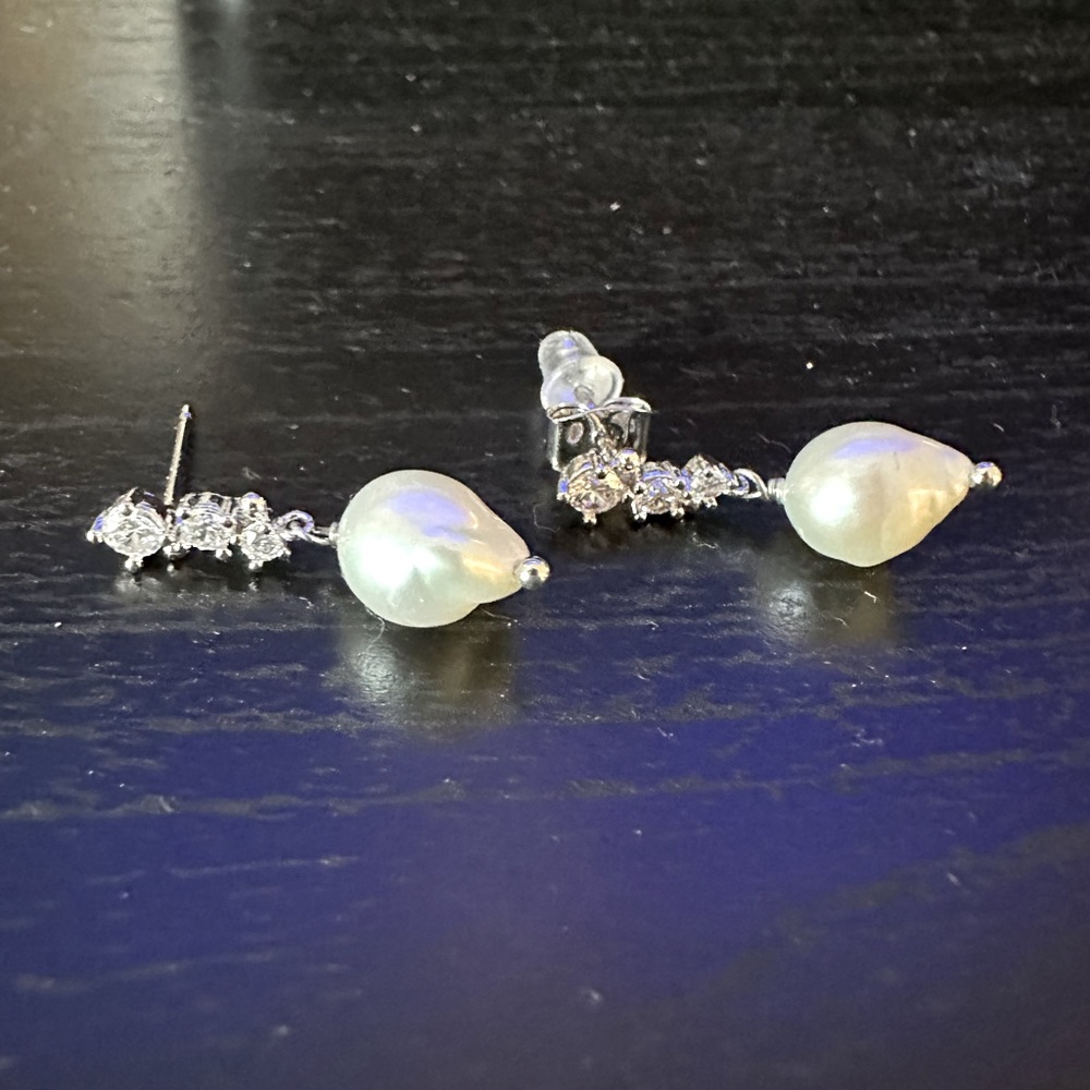 Rhinestone and pearl earrings